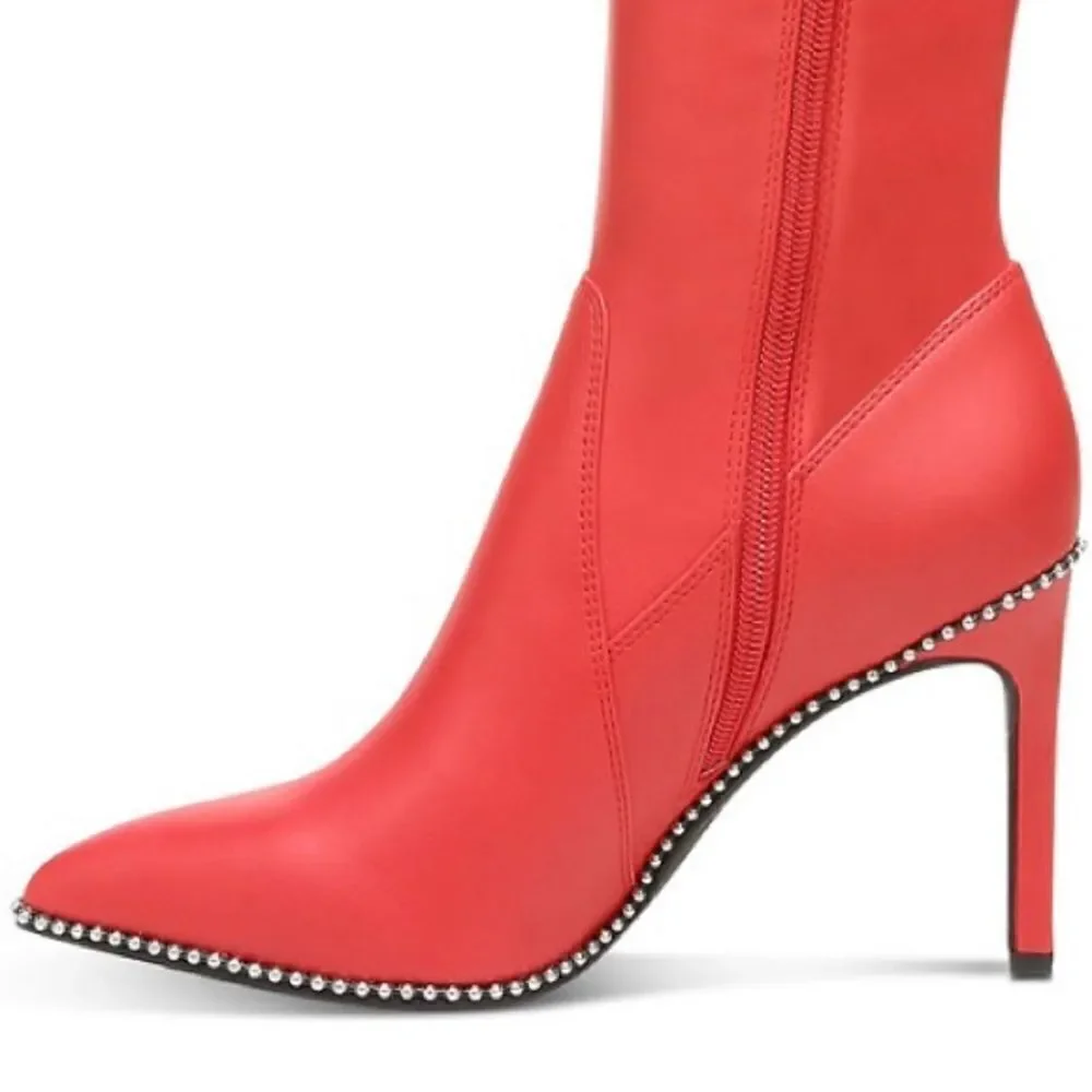 NWT BAR III 6.5/8.5/9/9.5  Millie Over the Knee Red Pu Leather High Heels Boots